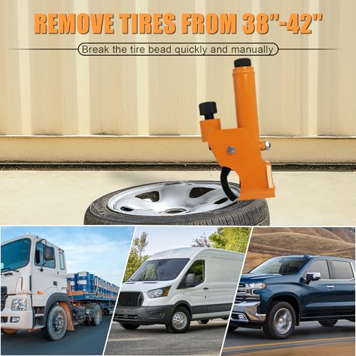 Manual Tire Bead Breaker Tool for Tire Removal, 38"-42" Tire Removal Tool Manual Tire Changer Machine Tire Changing Tool Tire Repair Tools with Replacement for Atvs, Utvs(Orange)