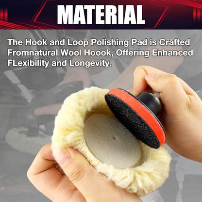 5PCS 3” Wool Polishing Pad,Polishing Pads Cutting Pads Hook Loop Polishing Pad for Car Buffer Polisher Compounding, Polishing and Waxing - size: 5PCS