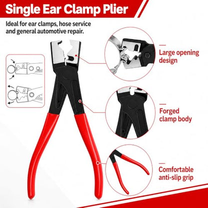 5-Piece Automotive Electrical Disconnect Pliers Kit, Electrical Connector & Terminal Removal Tool Set with Hose Clamp Pliers for Wire Harness, Sensor Plugs & Trim Clips with Storage Bag