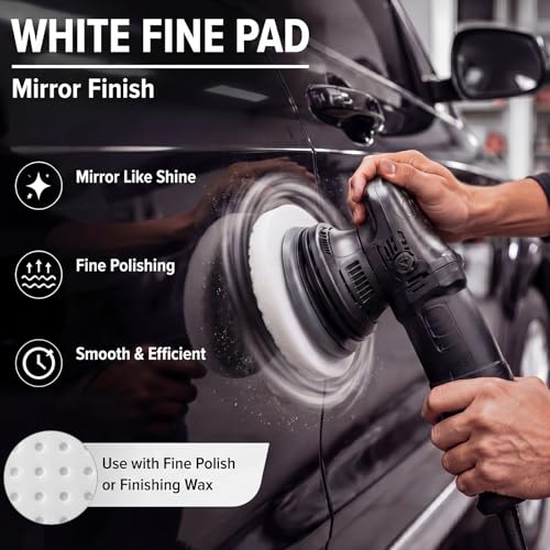 8 Pack 5 Inch Dual Action Polishing Pads Kit Buffing Pads 4 Orange 4 White Dimpled Surface Low Heat DA for Car Detailing Compounding Polishing Paint Correction Finishing