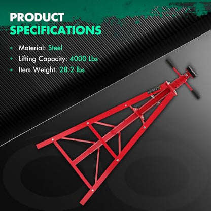 Under Hoist Tripod Stand 4000 LBS /2 Ton Capacity Lift Stand for Garages, Repair Shops, and DIY, Lift Range 47" to 82.7", Heavy Duty Steel, Red