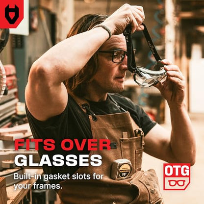 NoCry Clear Safety Goggles Over Glasses — for Men & Women With Gasket, UV380, Anti Fog Panoramic Vented Lenses — ANSI Z87.1 Eye Protection For Construction, Dust And Lab Goggles Adult - style: Overspecs Goggles