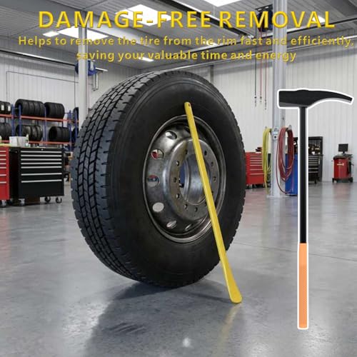 3-Piece Heavy Duty Tire Tool Set with 32" Steel Tire Bead Breaker Hammer and Two 30" Tire Spoons, Professional Manual Tire Changing Kit for Semi Truck Bus Tractor and RV Tires