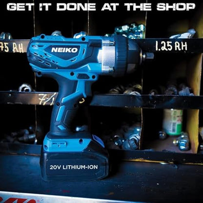 Neiko 10878A 1/2-Inch-Drive High-Torque Cordless Electric Impact-Wrench Kit with 20-Volt Lithium-Ion Charging Battery and 4 1/2-Inch-Drive Sockets - style: 1/2" Impact Wrench