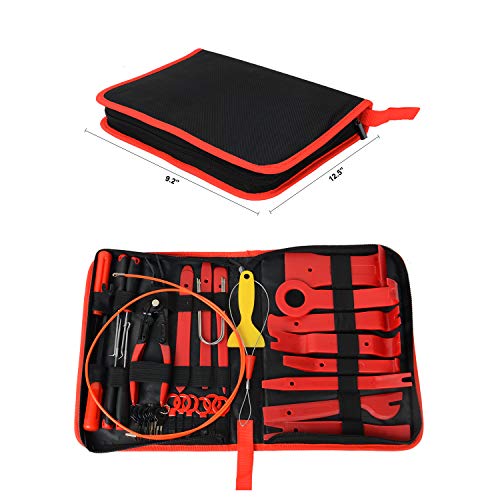 Nilight 40Pcs Auto Trim Removal Tool Set,Car Panel Audio Removal Tool, Clip Plier Upholstery Remover Removal Tool, Precision Hook and Pick Set,Car Film Scraper - color: Red, size: 40Pcs