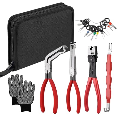Automotive Electrical Disconnect Pliers Set - Hose Clamp & Connector Removal Tool Kit for Mechanics, Includes Straight & 60 Degree Pliers, Terminal Separator with Storage Bag