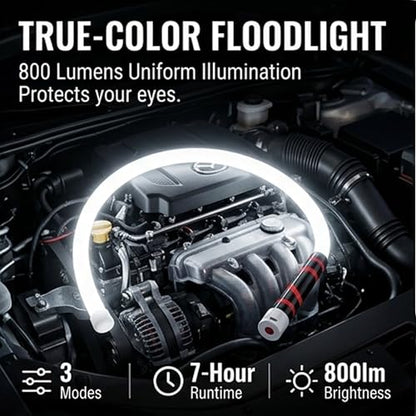 Flexible LED Work Light, 800 Lumens Rechargeable Gooseneck Flashlight, 30 Inch Bendable Hands-Free Tool Light that Holds Shape for Car Repair, Mechanics, Plumbers, Garage Workshop (1, No Gloves)