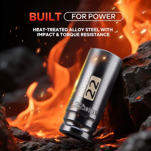 16PCS Impact Socket Set 1/2"Drive,Metric Sizes (10 to 32 mm),Allen Socket Set,Deep CO-MO Meterial Socket Set,Sleek Socket With Premium Red Organizer - size: 1/2 Metric 16Piece