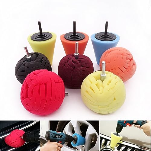 Car Polishing Pad Buffing Foam Sponge Pad Cone Polisher Buffer Pad Automotive Waxing Kit for Car Wheel Hub Headlight Polishing Angle Grinder Sanding Disc(6pcs) - color: 6pcs