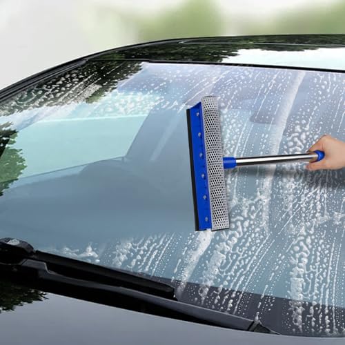 Conliwell Car Windshield Squeegee wtih 15-23inch Handle, Car Window Cleaning Tool Extendable Handle Inside Glass Wiper Kit, Supplies Suitable for Trucks, SUVs, RVs Window, Blue