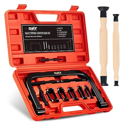 Orion Motor Tech Valve Spring Compressor, 10pcs Valve Spring Removal Tool with Solid C Clamp, 5pcs Collet Pusher Adapters for Motorcycle, ATV, Car, Small Engine Vehicle Equipment - color: red