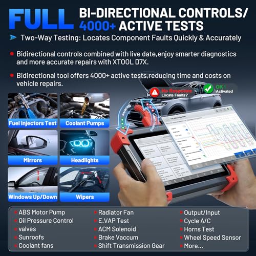 XTOOL D7X OBD2 Scanner Diagnostic Tool, 3-Year Updates, Ai-Assisted Bidirectional Scan Tool with 36+Resets, 4000+Active Test, Full System Car Scanner for ABS, Throttle, ECU Coding, FCA,CAN FD