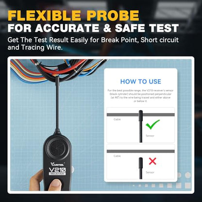 VDIAGTOOL V210 Wire Tracer Electrical Circuit Breaker Finder Automotive Open & Short Circuit Finder Circuit Tester Fault Probe Wire Tracker Electrical DC 6-42V for Cars, Motorcycle