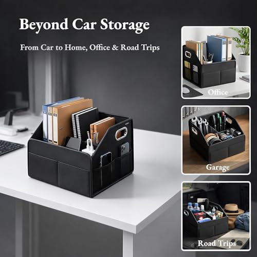 Car Storage Organizer Car Caddy Compact PU Leather Multipurpose Bin for Trunk, Front Seat, Back Seat & Car Floor