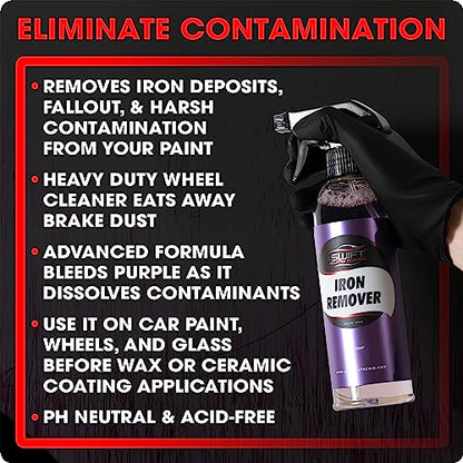 Swift Iron Remover & Wheel Cleaner (2-Pack) – Remove Brake Dust, Iron Oxide & Stuck-On Dirt & Debris from Paint & Wheels | Formula for Decon Car Wash | Preps Paint for Wax Coatings - size: 16 Fl Oz (Pack of 2)