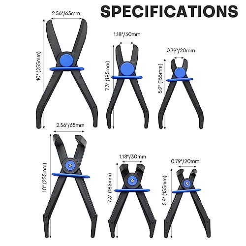 6PCS Hose Clamp Pliers Set | Versatile Hose Pinch Off Pliers, Line Clamp Pliers Set Straight & 90°Angled for Flexible Hoses, Brake Hoses, Fuel Lines - style: 6PCS Straight & 90°Angled