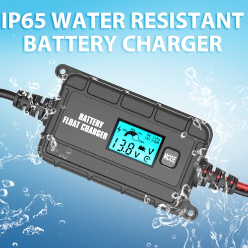 TN TONNY 6V 12V Battery Charger 2A Car Battery Maintainer, 6/12V Lead Acid & 14.6V LiFePO4/12.6V Li-ion Battery Trickle Charger Maintainer for Car/Motorcycle/ATV/Lawn Mower