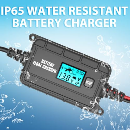 TN TONNY 6V 12V Battery Charger 2A Car Battery Maintainer, 6/12V Lead Acid & 14.6V LiFePO4/12.6V Li-ion Battery Trickle Charger Maintainer for Car/Motorcycle/ATV/Lawn Mower
