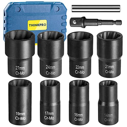 Lug Nut Removal Tool,10 Piece Lug Nut Extractor Set 1/2 Inch Drive | Easy Out Lug Nut remover for Damaged, Frozen, Studs, Rusted, Rounded-Off Bolts & Nuts Screws - color: 10-piece