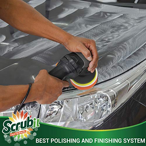 Car Foam Drill Polishing Pad Kit by SCRUBIT – 22 Pack, Includes 16 Detailing Sponges (3 in.), 2 Wool Buffer Pads, 2 Drill Adapters and Suction Cups for Your Vehicle - Waxing and Polisher Set