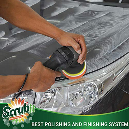 Car Foam Drill Polishing Pad Kit by SCRUBIT – 22 Pack, Includes 16 Detailing Sponges (3 in.), 2 Wool Buffer Pads, 2 Drill Adapters and Suction Cups for Your Vehicle - Waxing and Polisher Set