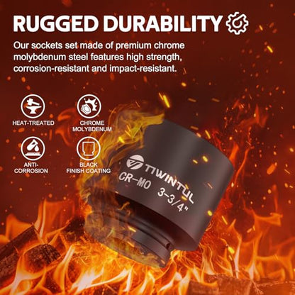 3-3/4" Impact Socket 1" Drive, Deep 6 Point CR-MO for Mining Truck | ANSI Certified, Heavy Duty Socket, Single Axle Nut Socket for Oilfield & Wind Turbine Flange Bolts, Railway & Port Equipment - size: 3-3/4"(1 PCS)