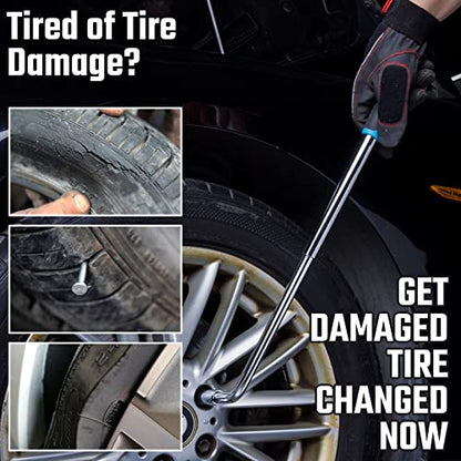 DURATECH Telescoping Lug Wrench | 17/19mm and 21/23mm Sockets, Wheel Wrench, Organizer Pouch Included