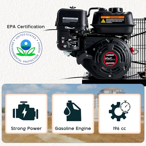 Albott 6.5HP Gas Air Compressor, 20 Gallon Portable Horizontal Tank | 196cc Loncin Engine Max 115PSI Pressure Pneumatic Tool Compatible Commercial and Residential Use - size: 20 Gal