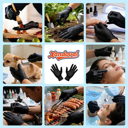 5 Mil Black Nitrile Gloves Disposable with 5 Bonus Travel Packs - Durable Food Safe Hand Protection for Kitchen Cooking, BBQ, Cleaning & Pet Care - Latex Free, Powder Free & Textured, Medium - color: Black of 110pcs, size: Medium