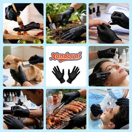 5 Mil Black Nitrile Gloves Disposable with 5 Bonus Travel Packs - Durable Food Safe Hand Protection for Kitchen Cooking,Hair dyeing,Cleaning - Latex Free, Powder Free & Textured, Large - color: Black of 110pcs, size: Large