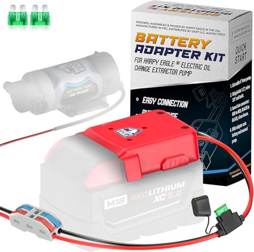 Harpy Eagle Battery Adapter for Red M18 18V Batteries – Compatible Oil Extractor Pump – Includes 30A Fuse, WAGO Connectors & 12AWG Wires – Battery & Pump Not Included - size: Red Battery Adapter