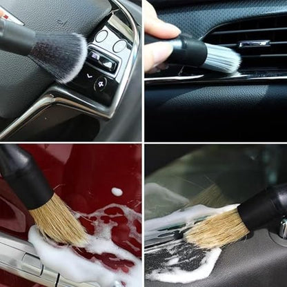 5PCS Car Detailing Brush Set, Auto Cleaning Brushes for Interior Exterior, Air Vents, Dashboard, Wheels, Leather, Premium Soft Bristle Car Detail Kit