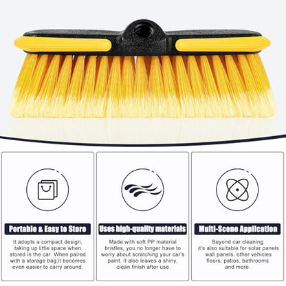 10 Inch Car Wash Brush Head, Scrub Brush Attachment for Long Handle Extension Pole,Outdoor Broom and Scrubbing Brush for Cleaning Window, Wall, House Floor, Deck, Patio, Car (10inch Brush-1Pack)