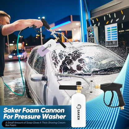 Saker Foam Cannon Dual Connector Accessory for Pressure Washer Kit,with Foam Cannon Dual Connector,Pressure Washer Gun for Car Washing and Cleaning,5 Power Washer Sprayer Nozzles - size: Four-Piece Set