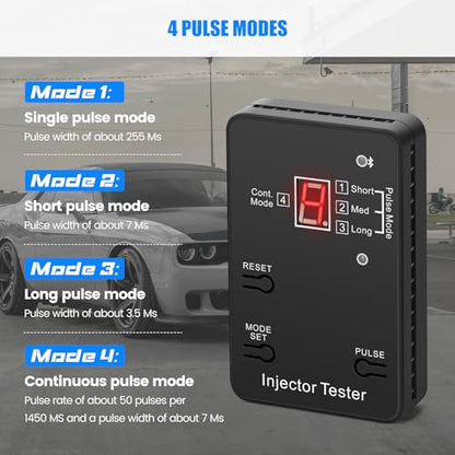 Bluetooth Universal Fuel Injector Tester and Cleaner Kit, 4 Pulse Modes, Bluetooth & APP Control, Compatible with Any Fuel Pressure Tester