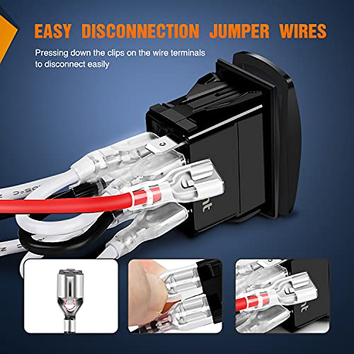 Nilight Momentary Rocker Switch (ON)-Off-(ON) Toggle Switches DPDT 7Pin 12V 24V on Off on LED Switch for Cars Trucks Caravans Boats Winch Pump with Jumper Wire - color: Blue Switch