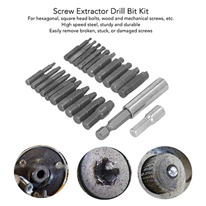 FTVOGUE Screw Extractor Kit High Speed Steel Broken Bolt Remover with Screwdriver Bits for Household Automotive Mechanical Maintenance 3 Uses Damaged Screw Removal