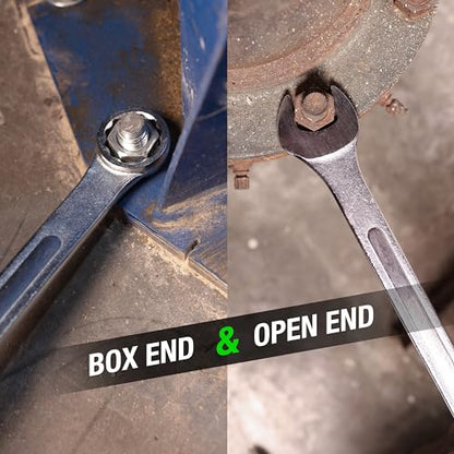 OEMTOOLS 22104 1-1/4" Jumbo Wrench, Open End & One Box Head, Long-Shaft Wrench for Extra Torque & Leverage, Smooth Open End Doesn’t Mark Fasteners - size: 1-1/4"