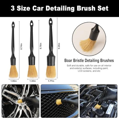 Car Wheel Brush kit, Tire Brush, Wheel Cleaner Brush, Soft-bristled Rim Cleaner Brush, Car Detailing Brushes, Wheel Brushes for Cleaning Wheels,Tires, Car Cleaning Brush Supplies Kit - color: Black