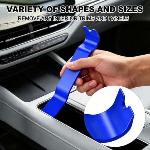 18Pcs Car Trim Removal Tool Kit Pry Tool Set, Panel Clip Pliers Door Panel Removal Tool Automotive Clip Removal Tool, Plastic Pry Tool Kit Auto with Valve Stem Caps for Car Interior Repair, Blue - color: blue