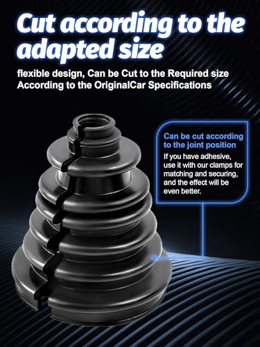 CVS18 CV Boot Split for 128mm tall wear-Resistant CV Boot | Fit Shaft Size 22-28mm Constant Velocity Joint Gaiter Boot Replacement Kit Includes 2 CV Boot Clamp, Black - size: CVS18 CV Boot