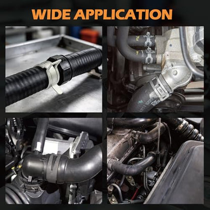 352Pcs Carbon Steel Spring Hose Clamp Kit - Black Oxide + Case & Pliers | 15 sizes 6-25mm, 352 pcs with case + clamp pliers & removal tool. Carbon steel, black oxide finish, for low-pressure systems.