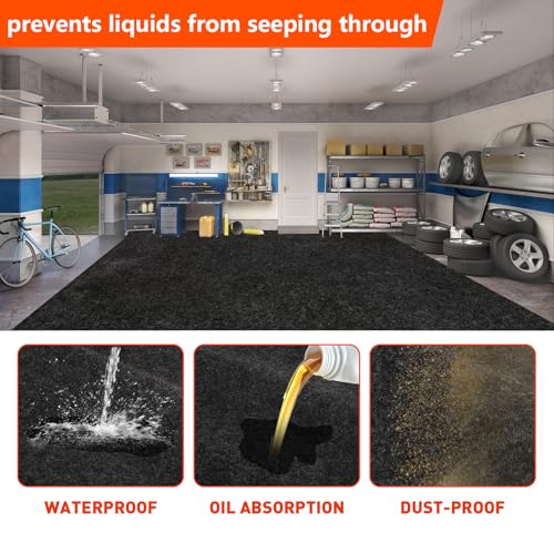 Non-Slip Garage Floor Mat for Under Car, 7'4"x17' Extra Large Absorbent Oil Garage Parking Mat, Waterproof Backing, Reusable, Washable, Protects Floor from Snow, Rain and Mud for Cars - size: 7'4"x17'