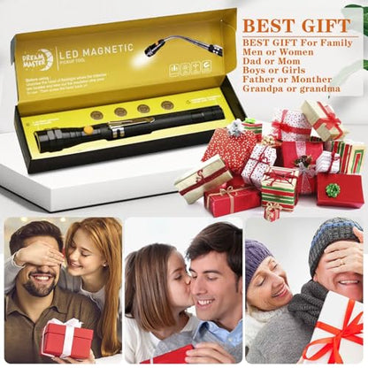 Dad Gifts, Magnetic Pickup Tool Telescoping Magnet Flashlight,Gift for men, Birthday Gifts for Men, Dad, Father, Women, Him, Teen Boys, Mechanic, Boyfriend, Graduation Gifts, Black - style: Black Magnetic Tool