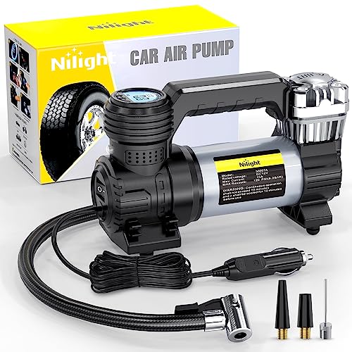 Nilight Portable Air Compressor Tire Inflator 12V Heavy Duty 120PSI Metal Pump Double Cylinder Digital Pressure Fast Inflate Auto Shutoff for Car SUV Motorcycle - color: Double Cylinder Air Compressor Pump