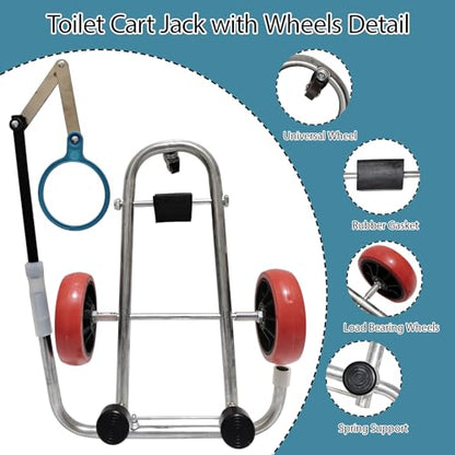 Toilet Cart Jack with Wheels, Toilet Removal Lift Tool Dolly Easy Alignment of Seals Toilet Lift Tool Portable Installation Jack for Moving locating Installing Toilets