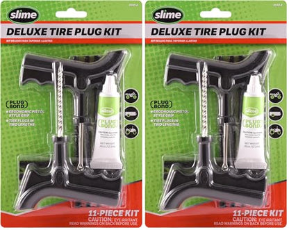 Slime Tire Repair Kit 2040-A, 11 Pieces | Deluxe | Includes Strings & Tools | Pack of 2 - size: 11-Pieces (Pack of 2), style: Plug Kit