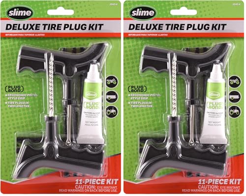 Slime Tire Repair Kit 2040-A, 11 Pieces | Deluxe | Includes Strings & Tools | Pack of 2 - size: 11-Pieces (Pack of 2), style: Plug Kit