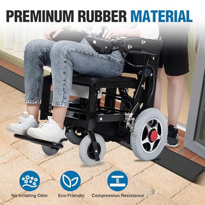 Nilight 0.8" Rise Threshold Ramp for Doorways, 39.4" Wide Low Profile Cuttable Rubber Wheelchair Access Door Ramp for Doorway, Curb, Home Steps, Bathroom - size: 0.8" Rise