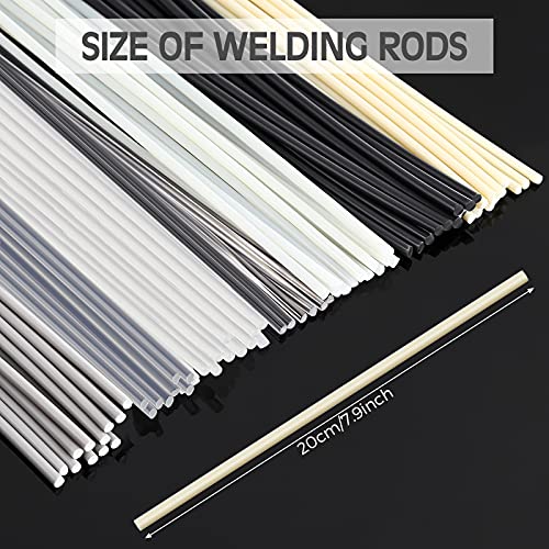 78 Pieces Plastic Welding Rods, 1/8 Inch Diameter (3mm) Round Sticks, PU PP ABS PE TPO PA PC 7 Types of Plastic Welding Repair Rods Strips Kit for Car Bumpers Daily Repair, 7.9 Inch